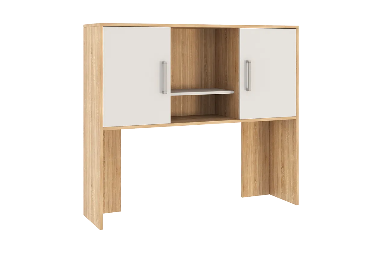 Надстройка стола компьютерного 1200 Лайт-2 дуб сонома/белый в Покачах - pokachi.mebel-tymen.ru | фото