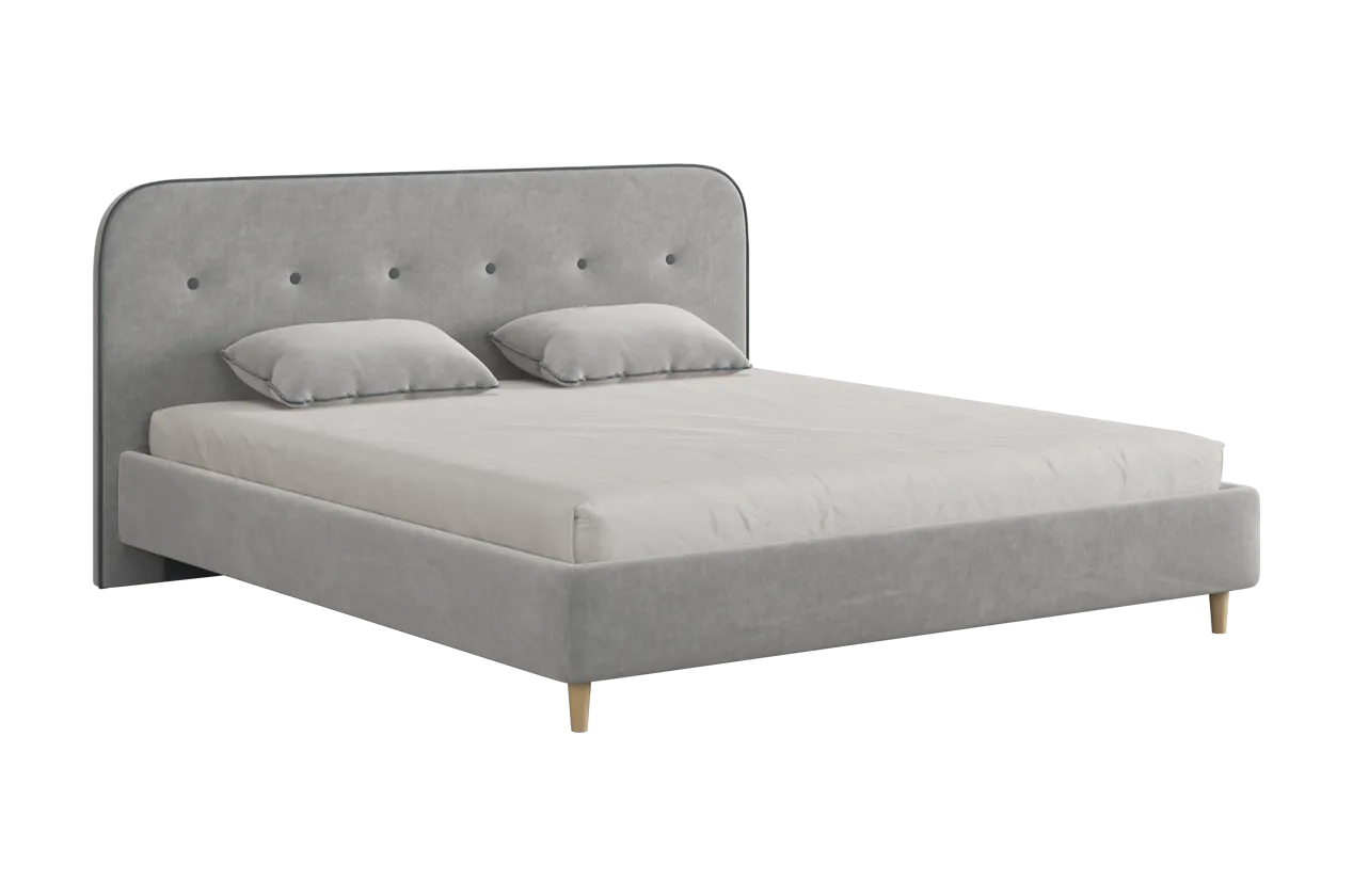 Кровать с основанием Лео 180х200 см галька (велюр)/графит (велюр) в Покачах - pokachi.mebel-tymen.ru | фото