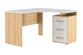 Стол компьютерный 1200 угловой Лайт-2 дуб сонома/белый в Покачах - pokachi.mebel-tymen.ru | фото