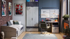 Детская «Оксфорд-2» Матера, Дуб крафт белый с рисунком в Покачах - pokachi.mebel-tymen.ru | фото