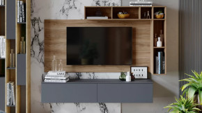 Гостиная «Порто» №1 Яблоня Беллуно, Графит софт в Покачах - pokachi.mebel-tymen.ru | фото