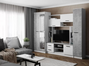 Гостиная СОЛО (ш2700*г500*в2100мм), ЛДСП Белый / ЛДСП Ателье светлое в Покачах - pokachi.mebel-tymen.ru | фото