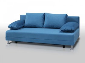 Диван Комфорт без подлокотников 4 подушки микровелюр голубой в Покачах - pokachi.mebel-tymen.ru | фото