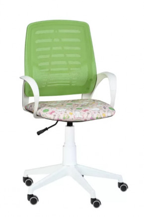 Кресло Ирис WHITE, сетка W (салатовая)/ткань Т54 (единорог) (подлокот.084) белая крестовина в Покачах - pokachi.mebel-tymen.ru | фото