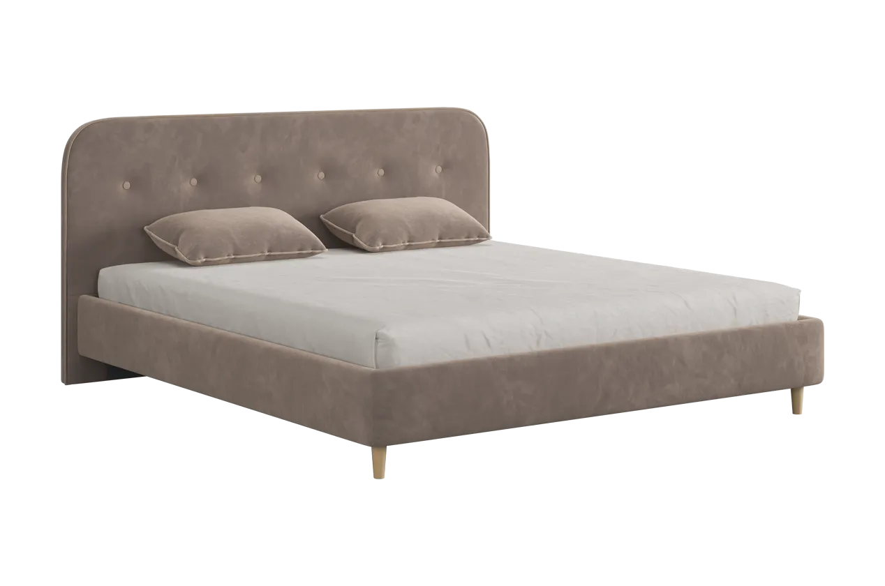 Кровать с основанием Лео 180х200 см латте (велюр)/капучино (велюр) в Покачах - pokachi.mebel-tymen.ru | фото