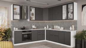 Кухонный гарнитур «Белладжио» №13 Белый, Софт графит в Покачах - pokachi.mebel-tymen.ru | фото