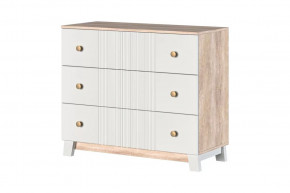 Ланзетти Комод 3 ящика Дуб Торонто/Жемчуг в Покачах - pokachi.mebel-tymen.ru | фото