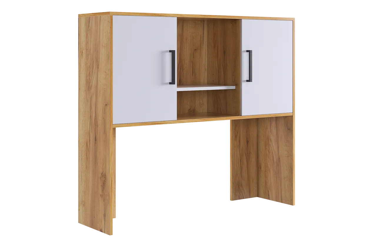 Надстройка стола компьютерного 1200 Лайт-2 дуб крафт золотой/белый в Покачах - pokachi.mebel-tymen.ru | фото