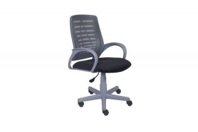 Кресло Ирис пластик серый-сетка серая/ткань NEO-26 (флок) серая (подл.пластик серый)/осн.пластик серый в Покачах - pokachi.mebel-tymen.ru | фото