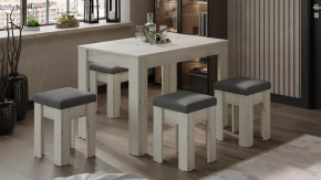 Обеденная группа «Ганновер» Дуб крафт белый, Микровелюр Linea Grande 83/Connect 83 (серый) в Покачах - pokachi.mebel-tymen.ru | фото