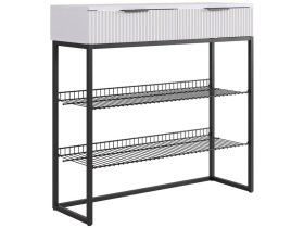 Обувница Классная 1 белое дерево/белый матовый/черный муар в Покачах - pokachi.mebel-tymen.ru | фото