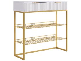 Обувница Классная 1 белое дерево/белый матовый/золото в Покачах - pokachi.mebel-tymen.ru | фото