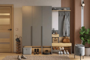 Прихожая Баско К11 графит/дуб крафт золотой в Покачах - pokachi.mebel-tymen.ru | фото