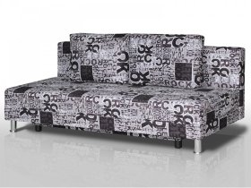 Диван Комфорт Лайт без подлокотников 2 подушки принт Рок в Покачах - pokachi.mebel-tymen.ru | фото