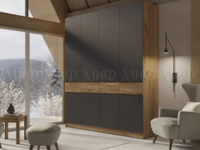 Шкаф 4-х створчатый Роджинамиф, дуб крафт/графит в Покачах - pokachi.mebel-tymen.ru | фото