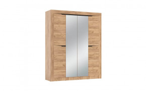 Шкаф для одежды 90.01 Флорида (4-х дв.) с зеркалом (ЛДСП Дуб золотой / ЛДСП Венге) в Покачах - pokachi.mebel-tymen.ru | фото