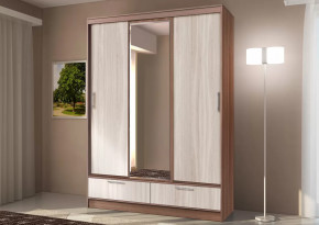 Шкаф-купе 009, трехдверный, с ящиками, ясень шимо темный/ясень шимо светлый Диал в Покачах - pokachi.mebel-tymen.ru | фото