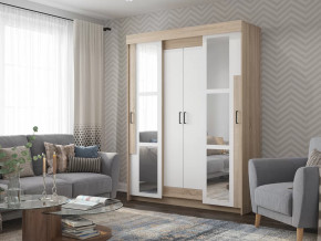 Шкаф купе Victor с зеркалами Сонома-Белый в Покачах - pokachi.mebel-tymen.ru | фото