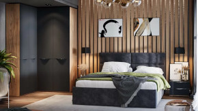 Спальный гарнитур «Глосс» №9 Яблоня Беллуно, Стекло Графит матовый в Покачах - pokachi.mebel-tymen.ru | фото