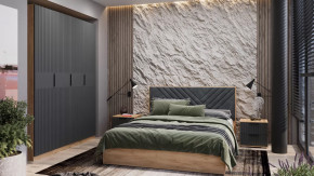 Спальный гарнитур «Хилтон» №2 Дуб Крафт золотой, Графит матовый в Покачах - pokachi.mebel-tymen.ru | фото