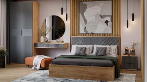 Спальный гарнитур «Хилтон» №3 Дуб Крафт золотой, Графит матовый в Покачах - pokachi.mebel-tymen.ru | фото