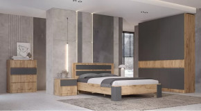 Спальный гарнитур Ленора Дуб вотан/Графит в Покачах - pokachi.mebel-tymen.ru | фото