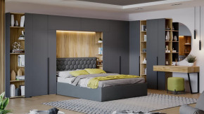 Спальный гарнитур «Порто» №3 Яблоня Беллуно, Графит софт, Велюр Confetti Stone в Покачах - pokachi.mebel-tymen.ru | фото