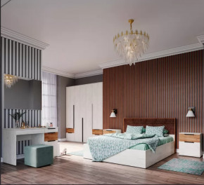 Спальня №1 ЛИЛЛЬ, ЛДСП Дуб крафт белый/Дуб крафт табачный в Покачах - pokachi.mebel-tymen.ru | фото