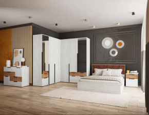 Спальня №2 Лилль Дуб крафт белый/дуб крафт табачный в Покачах - pokachi.mebel-tymen.ru | фото