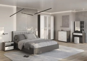 СТЕФАНИ Спальня №1, ЛДСП Графит-МДФ Серый софт/ЛДСП Рамух белый в Покачах - pokachi.mebel-tymen.ru | фото