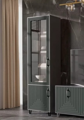 Стеклопенал Квадро М-1 серый графит/софт пестовый в Покачах - pokachi.mebel-tymen.ru | фото