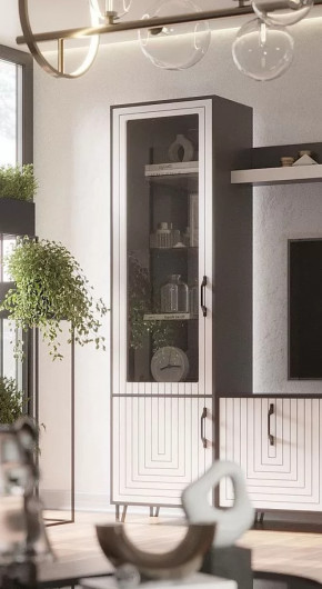 Стеклопенал Квадро М-1 серый графит/софт вайт в Покачах - pokachi.mebel-tymen.ru | фото