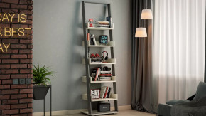 Стеллаж тип 15 Дуб крафт белый, Графит Серый в Покачах - pokachi.mebel-tymen.ru | фото