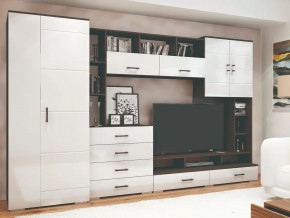 Стенка Коста МДФ Венге-белый глянец в Покачах - pokachi.mebel-tymen.ru | фото