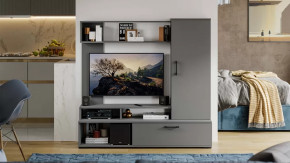 Стенка «Сиена» Графит Серый в Покачах - pokachi.mebel-tymen.ru | фото