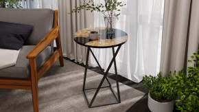 Стол журнальный ДП 1-03-05 исп. 2 Черный, Стекло с рисунком Слэб черный в Покачах - pokachi.mebel-tymen.ru | фото